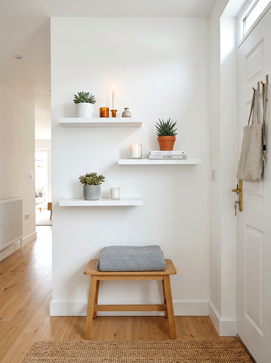 Floating wall shelves - 30 renter friendly entryway ideas