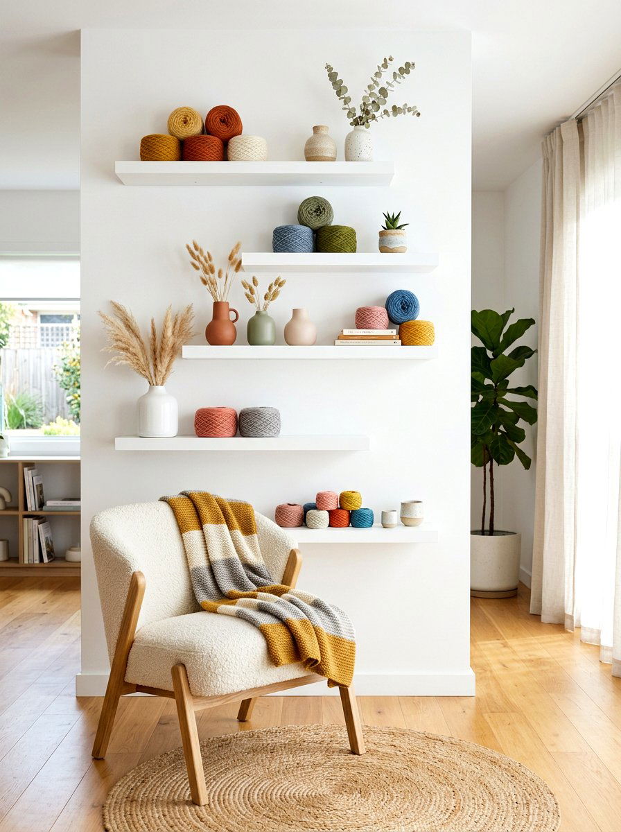 Floating wall shelves - 30 yarn storage ideas