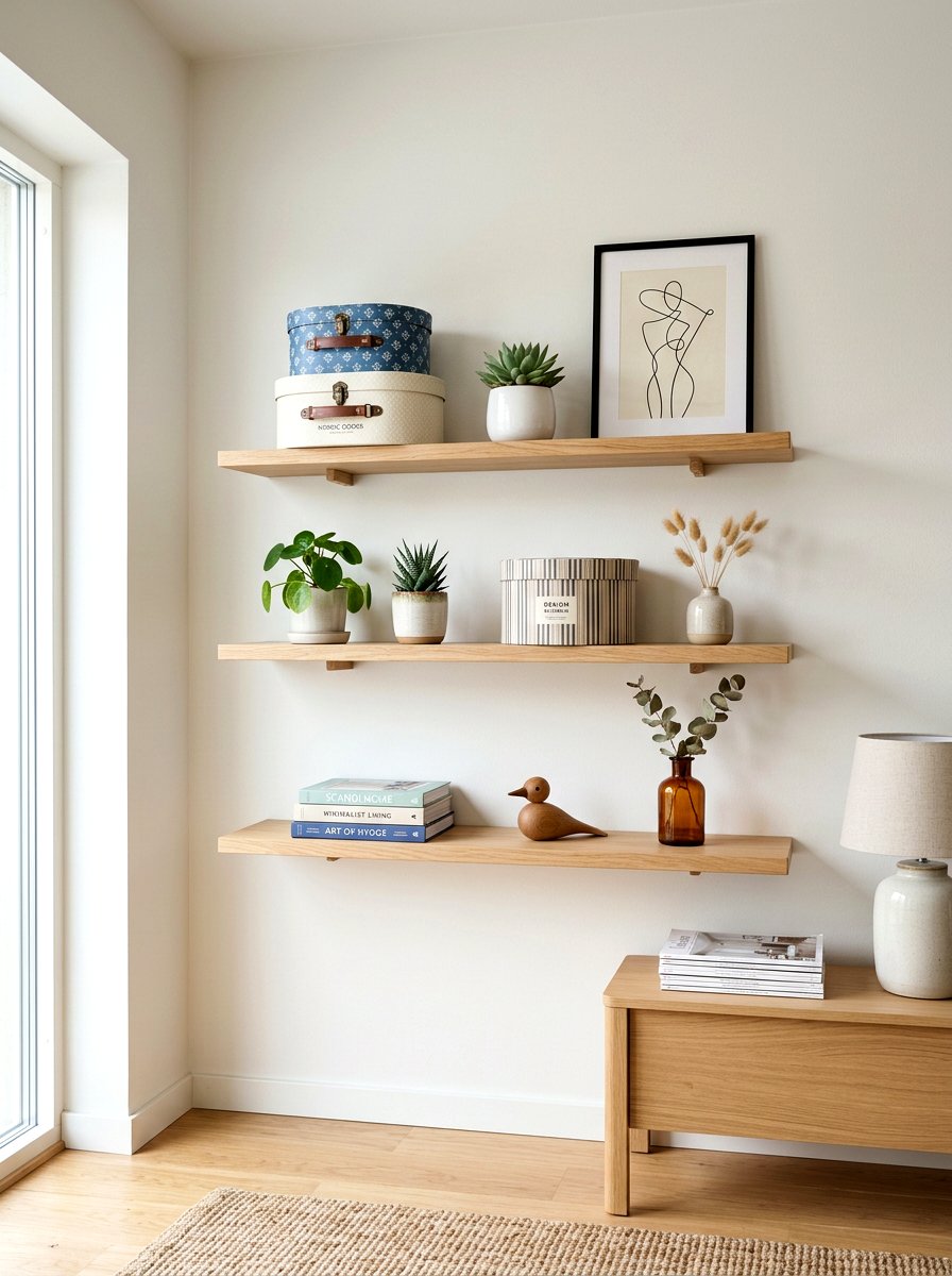 Floating wall shelves - 30 aesthetic closet organization ideas