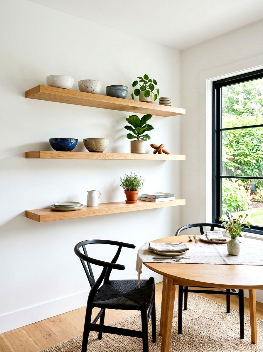 Floating wall shelves - 30 dining room storage ideas
