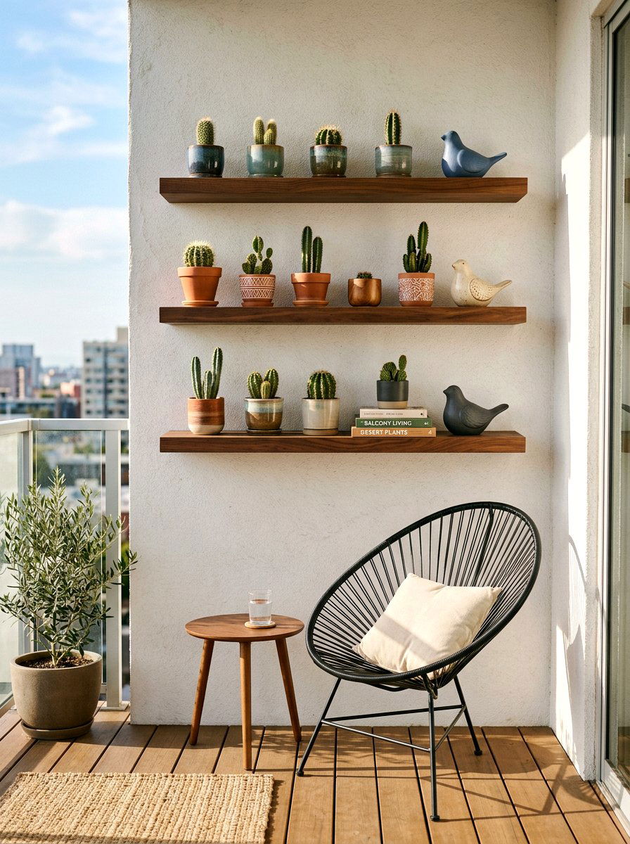 Floating wall shelves - 30 apartment deck ideas