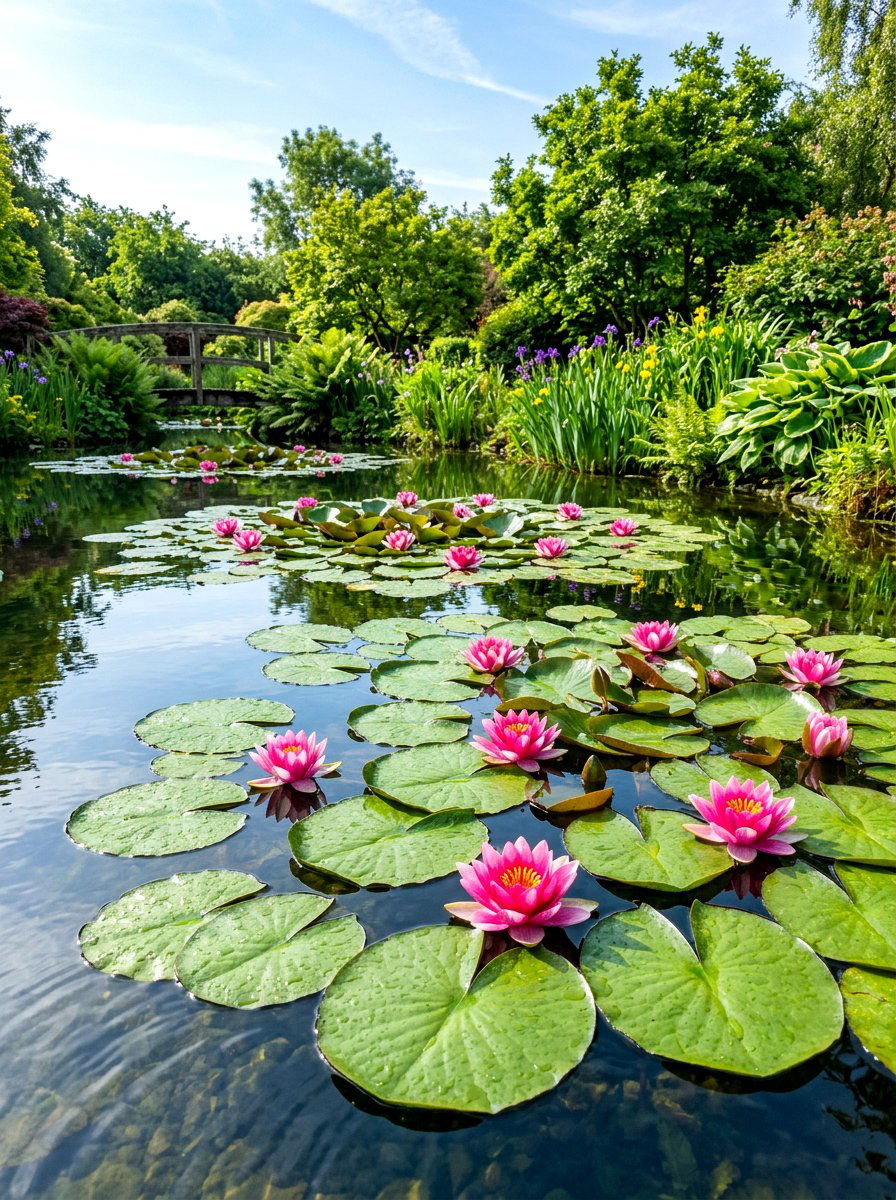 Floating water lilies - 30 pond landscaping ideas
