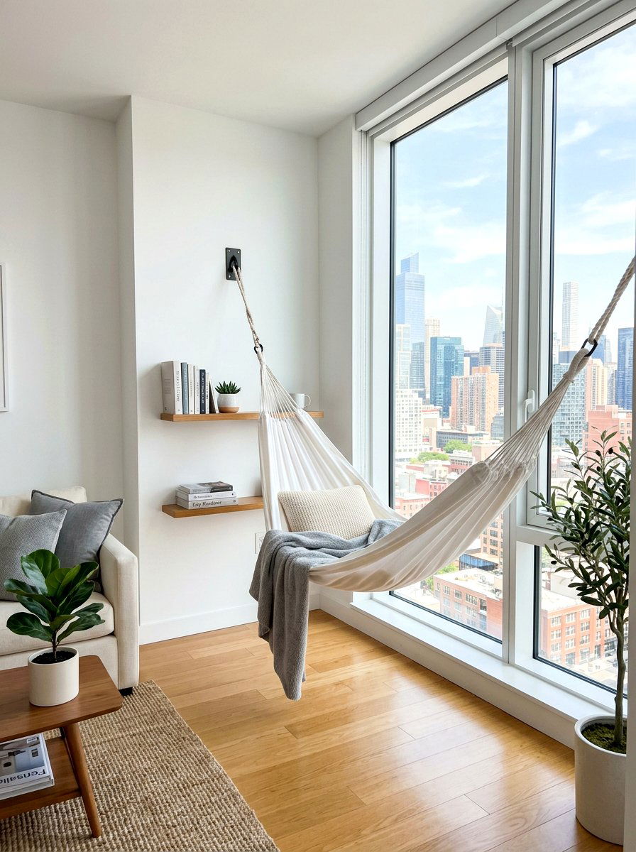 Floating window hammock - 30 book nook ideas
