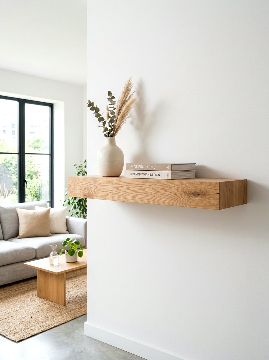 Floating wood shelf - 30 minimalist shelf styling ideas