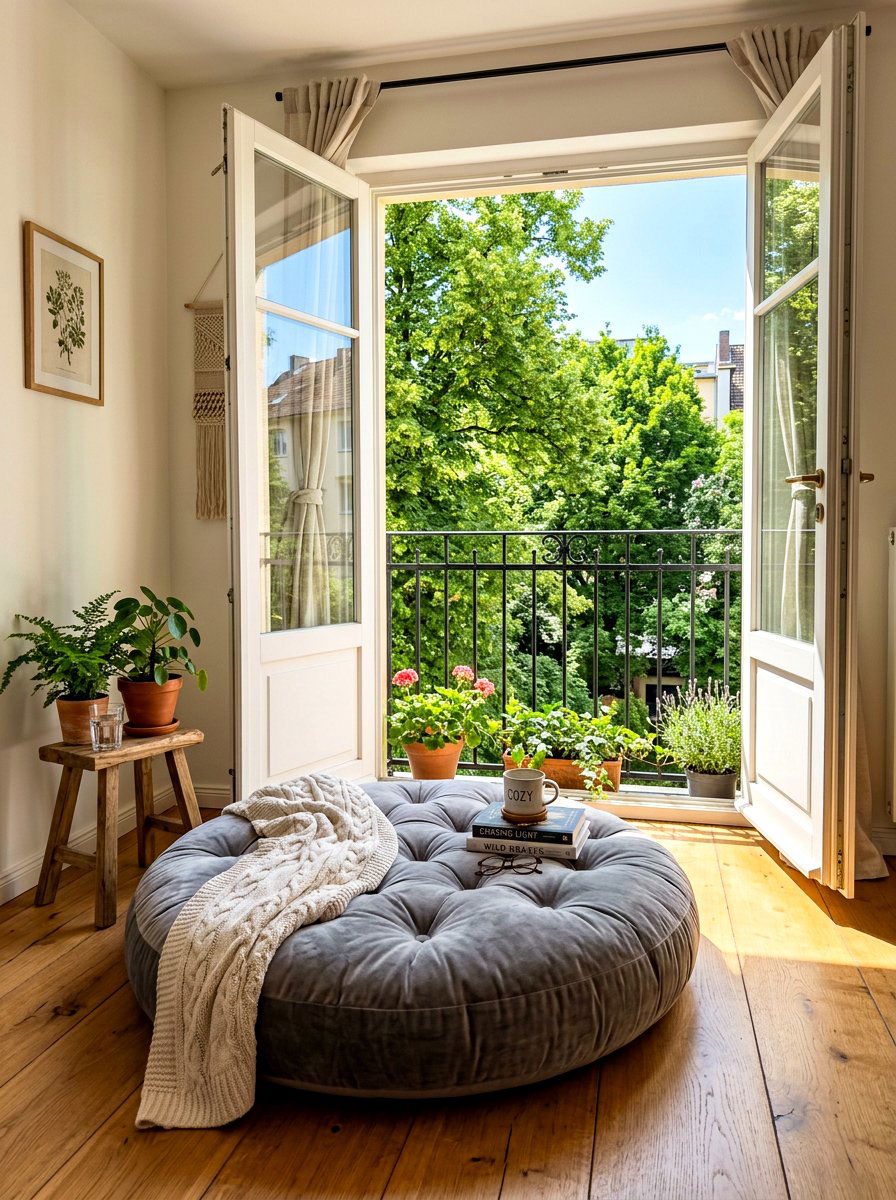Floor Cushion - 30 Juliet balcony decor ideas