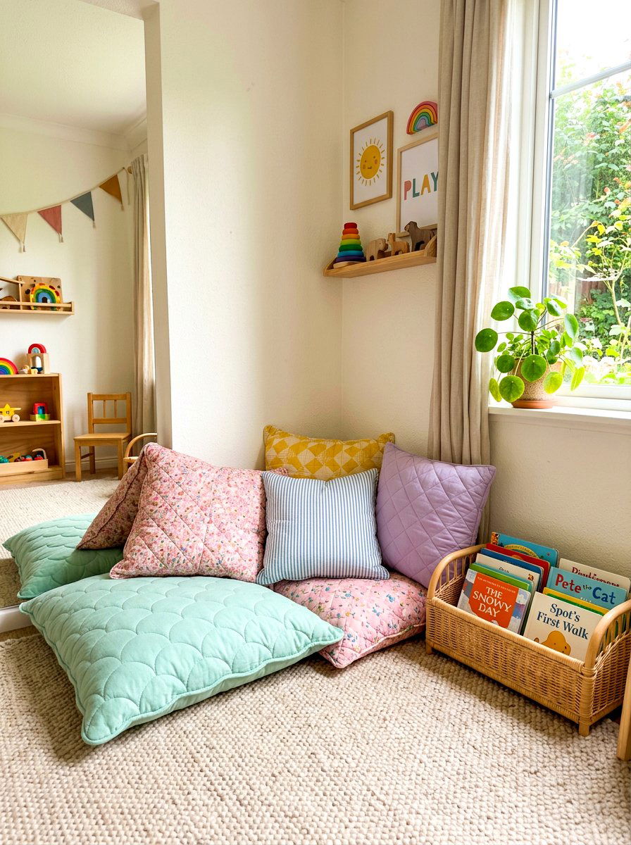 Floor Cushion Corner - 30 kids reading nook ideas