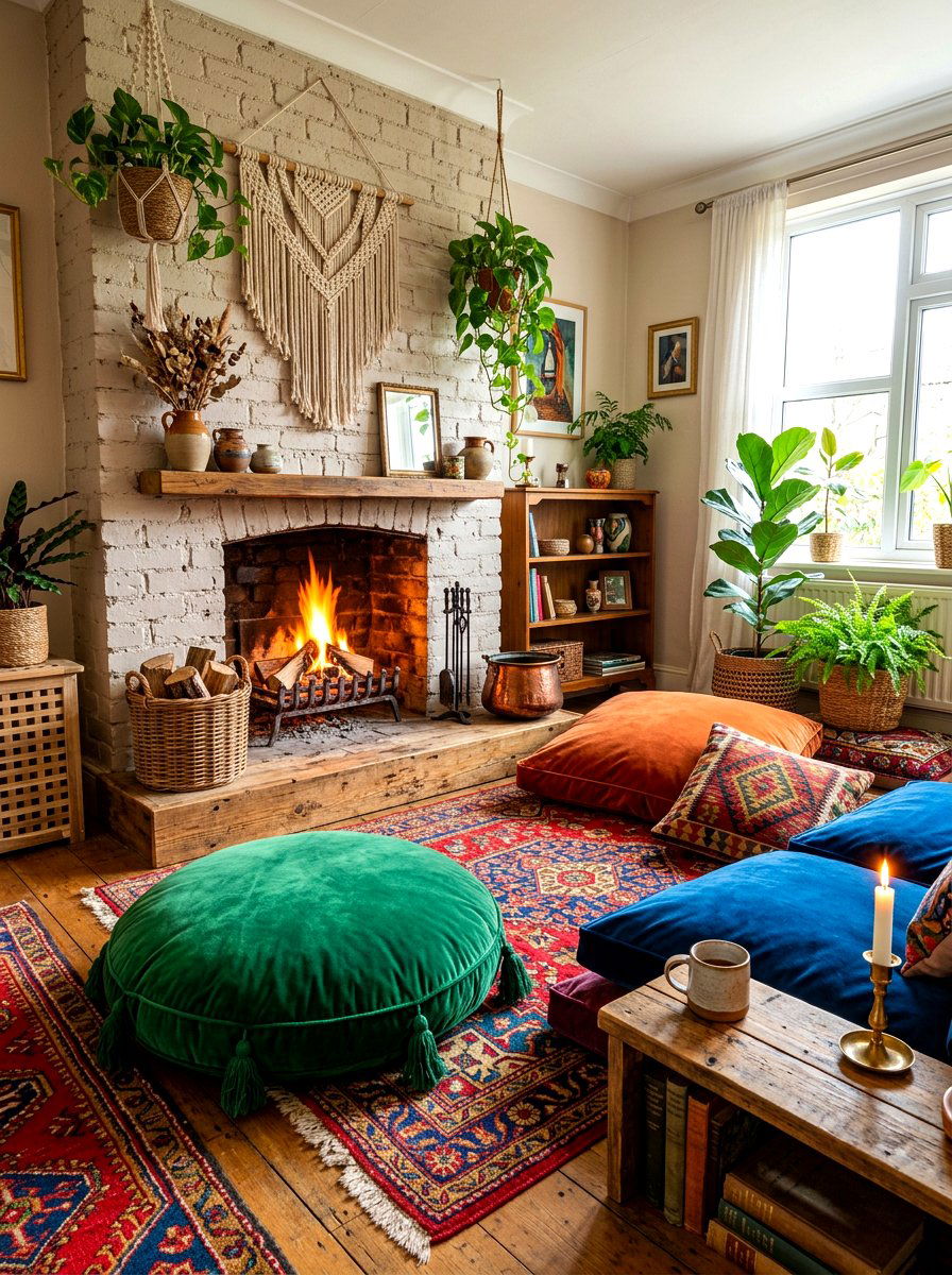 Floor Cushion Fireplace Area - 30 fireplace reading nook ideas