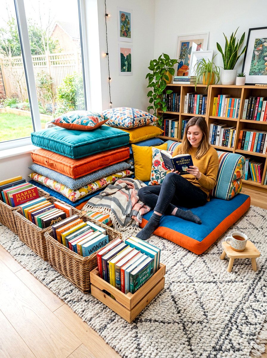Floor Cushion Library - 30 library kids room ideas