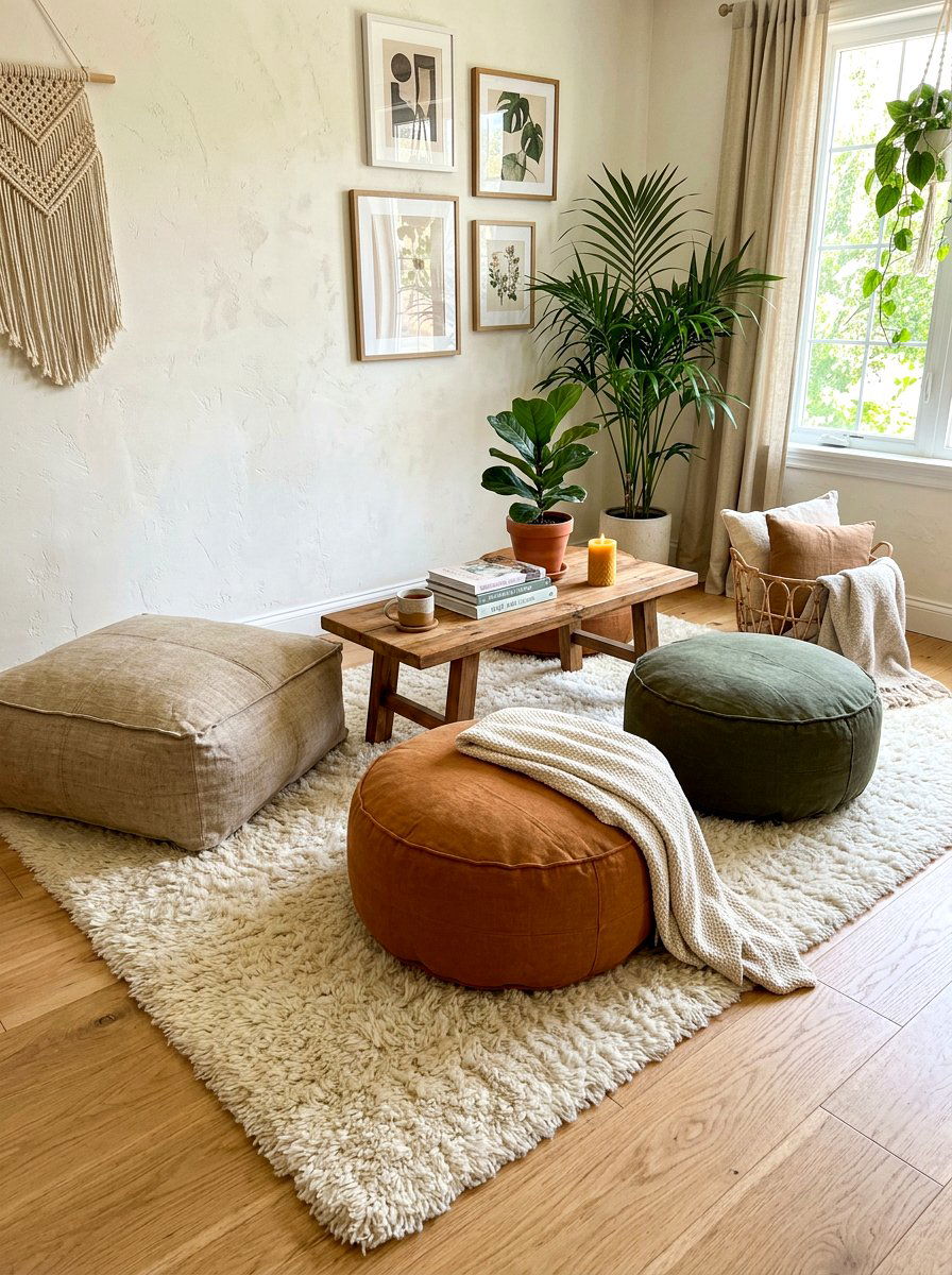 Floor Cushion Seating - 30 montessori bedroom ideas