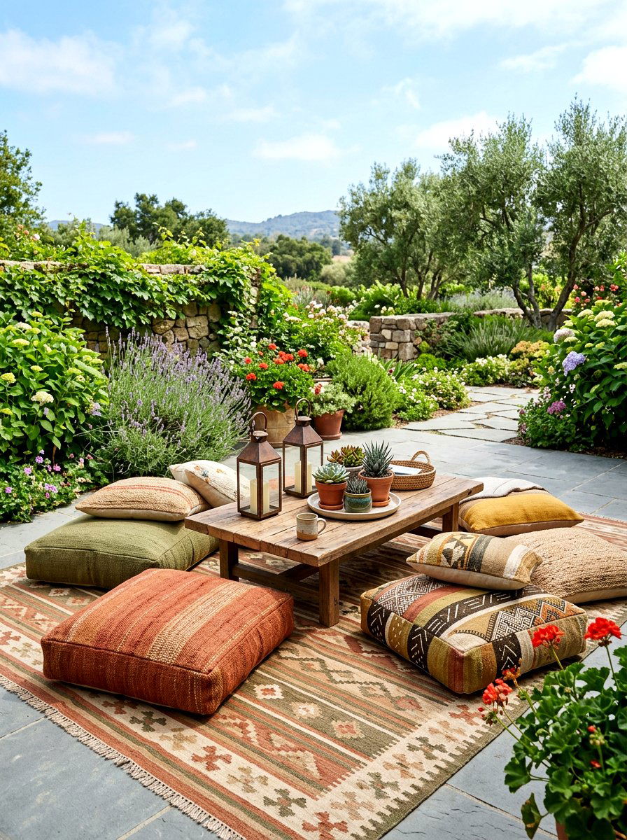 Floor Cushion Seating - 30 patio dinner party ideas