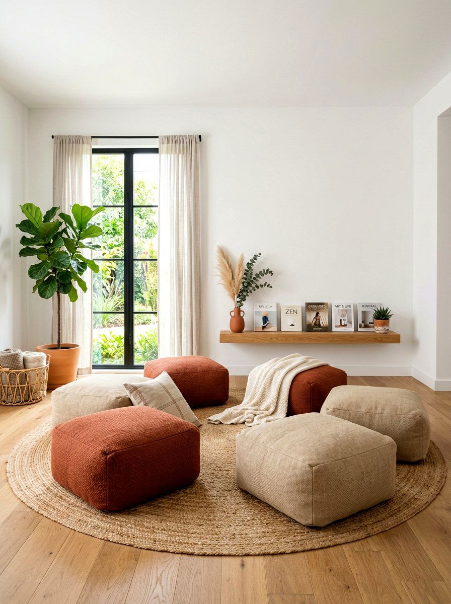 Floor Cushion Setup - 30 quiet room decor ideas