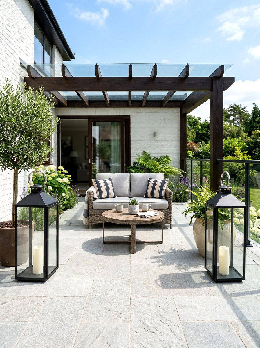 Floor Lanterns - 30 apartment patio lighting ideas