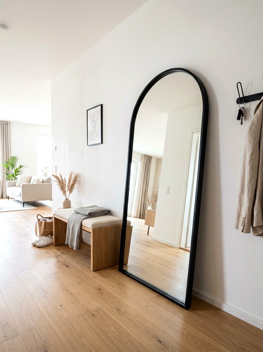 Floor Leaning Arched Mirror Entryway - 30 arched foyer mirror ideas