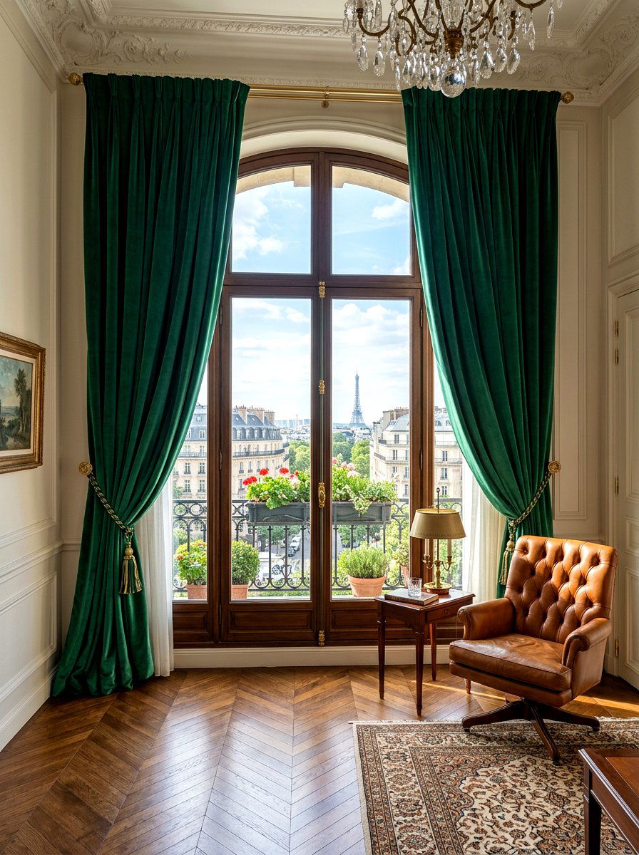 Floor Length Drapes - 30 moody hotel lobby living room ideas