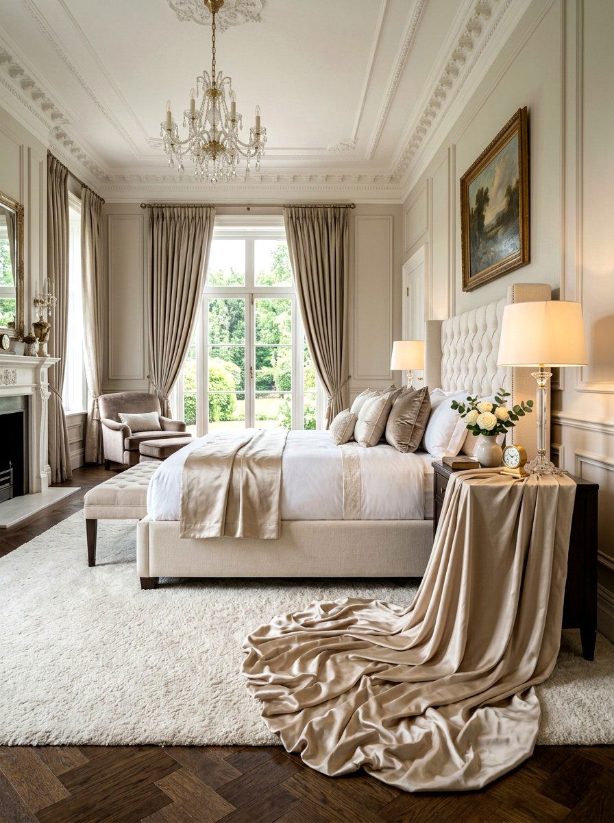 Floor Length Puddling Table - 30 skirted nightstand ideas