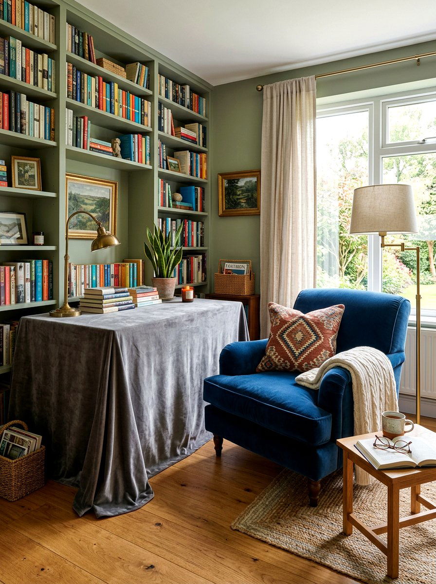 Floor Length Reading Nook Table - 30 skirted table ideas