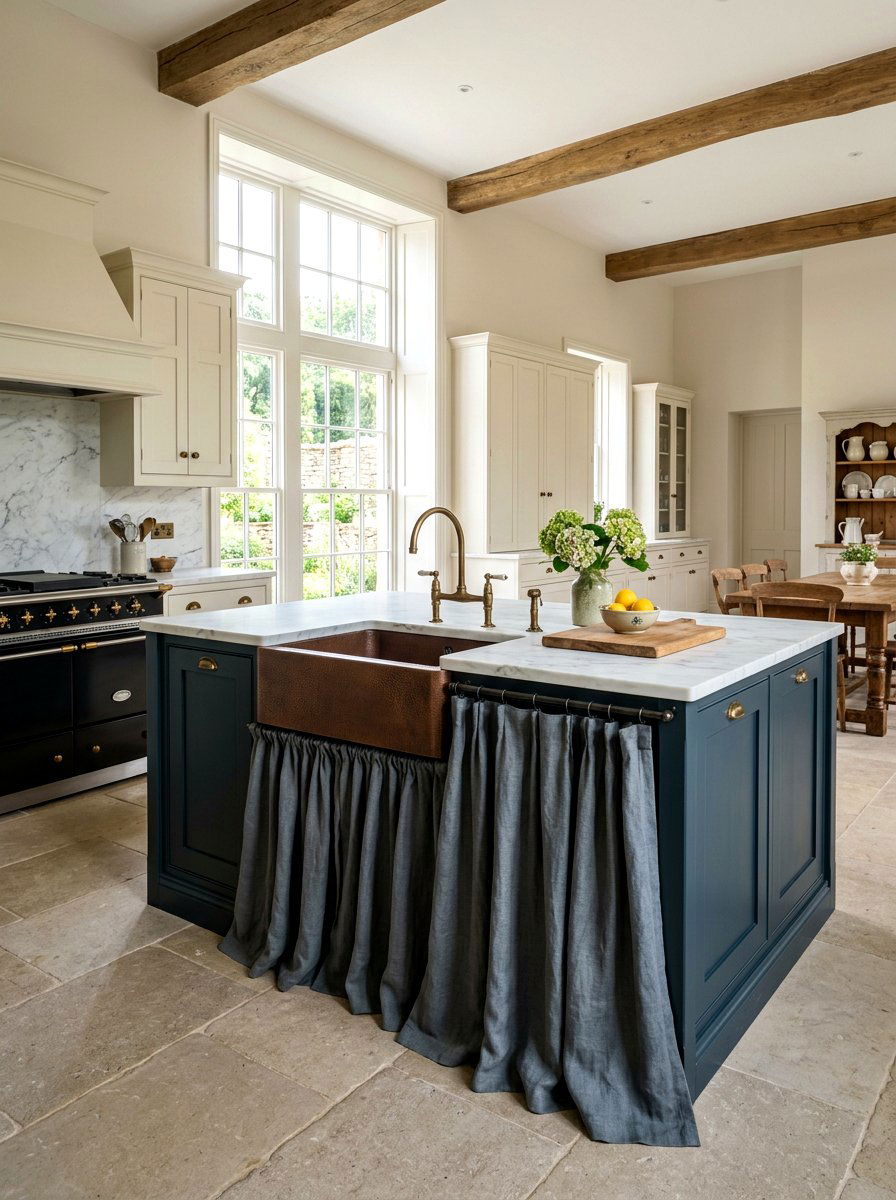 Floor Length Sink Skirt - 30 sink skirt kitchen ideas