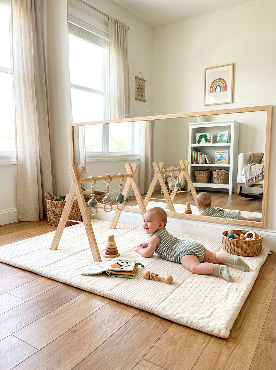 Floor Level Mirror - 30 montessori bedroom ideas