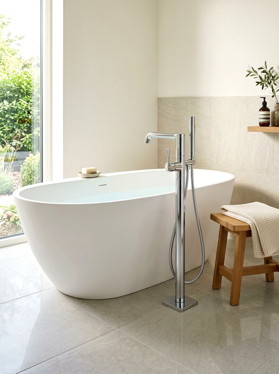 Floor Mounted Bath Filler - 30 quiet luxury bathroom ideas
