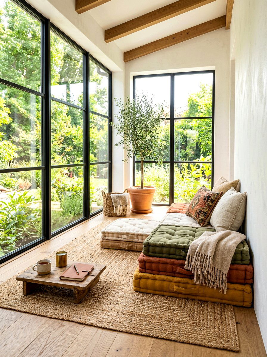 Floor Pillow Nook - 30 sunroom reading nook ideas
