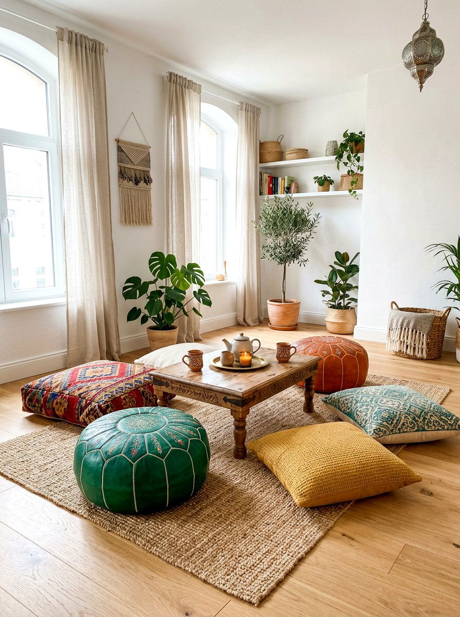 Floor Pillows And Poufs - 30 sunroom seating ideas