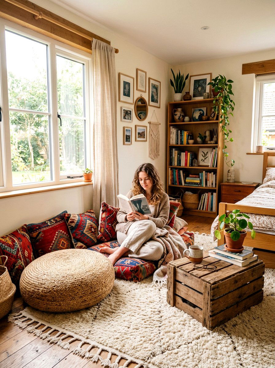 Floor Pillows - 30 guest room reading corner ideas