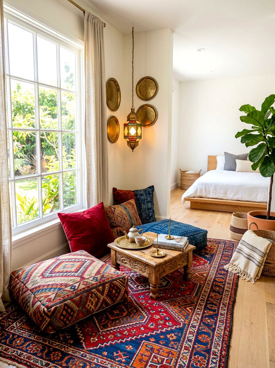 Floor Seating Area - 30 Moroccan bedroom ideas