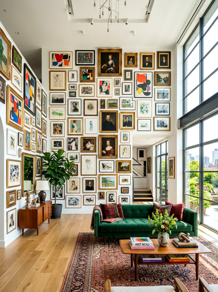 Floor To Ceiling Art Wall - 30 eclectic frame wall ideas