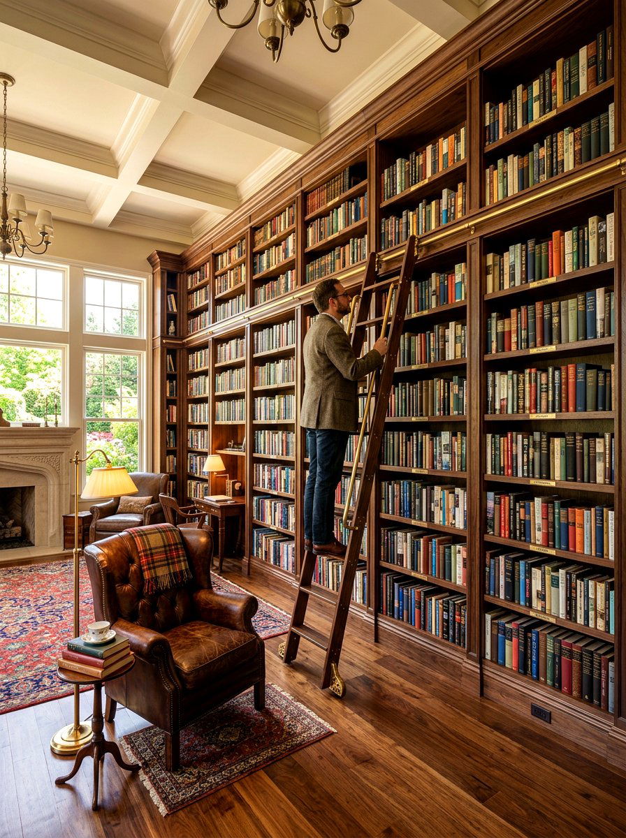 Floor To Ceiling Bookshelf - 30 old money lounge ideas