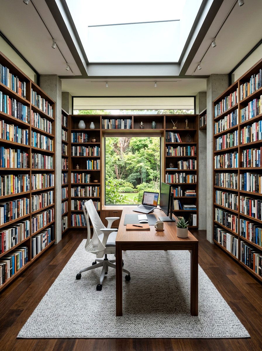 Floor To Ceiling Bookshelves - 30 classic office library ideas