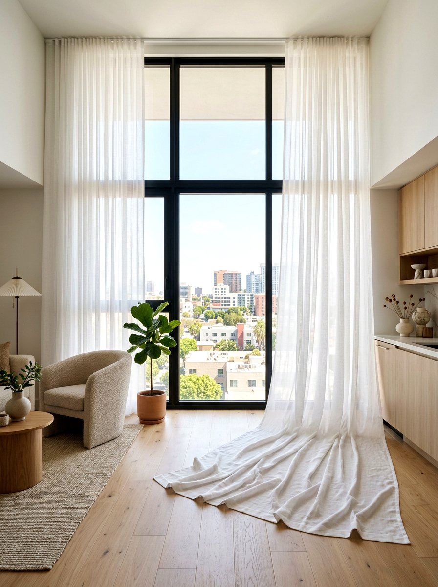 Floor To Ceiling Curtains - 30 studio apartment ideas