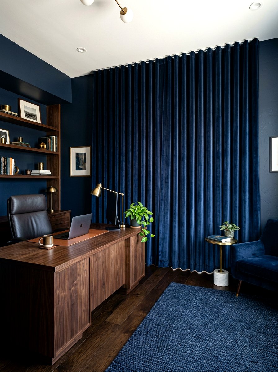 Floor To Ceiling Curtains - 30 moody editor office ideas