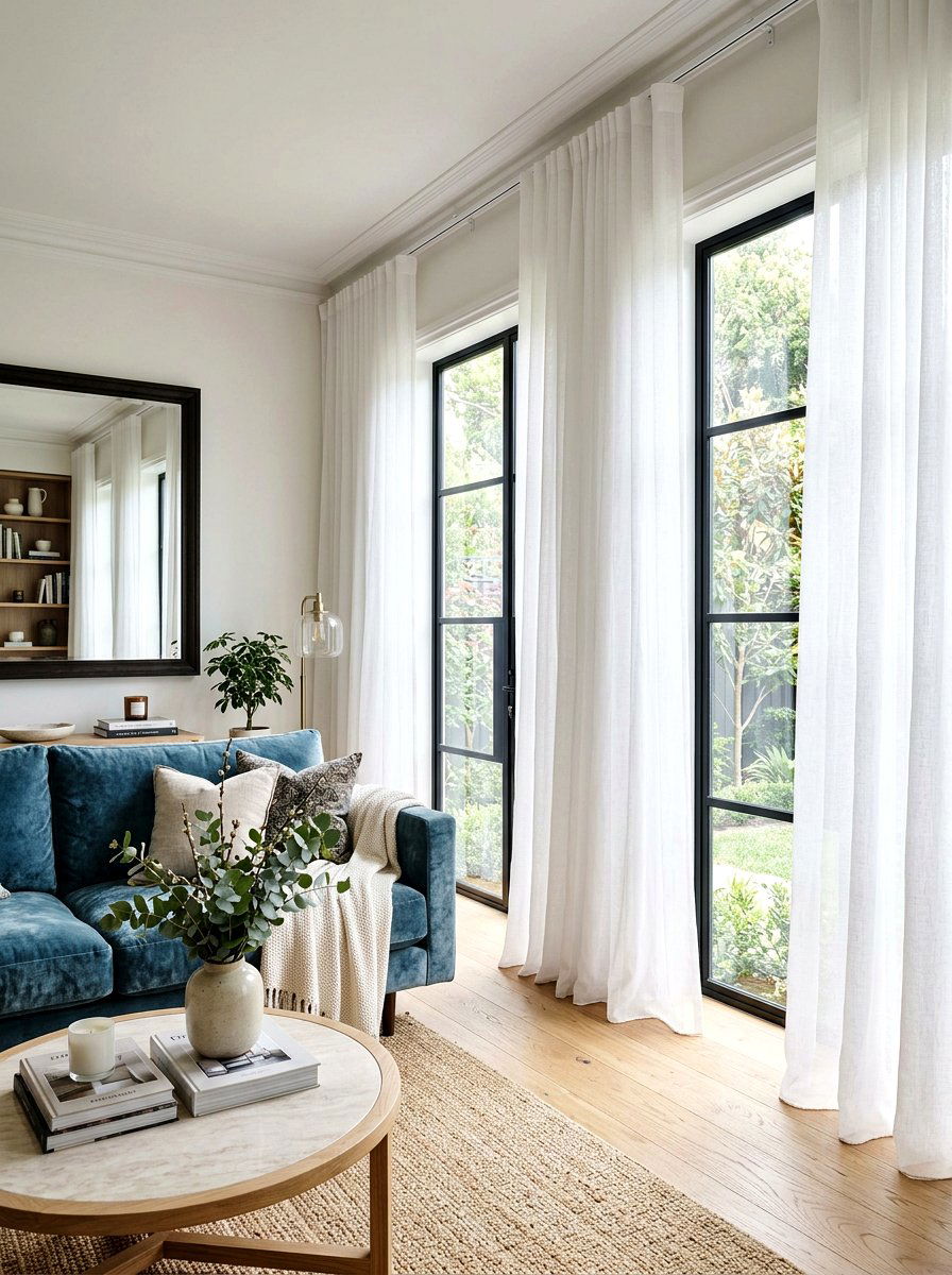 Floor To Ceiling Curtains - 30 narrow living room ideas