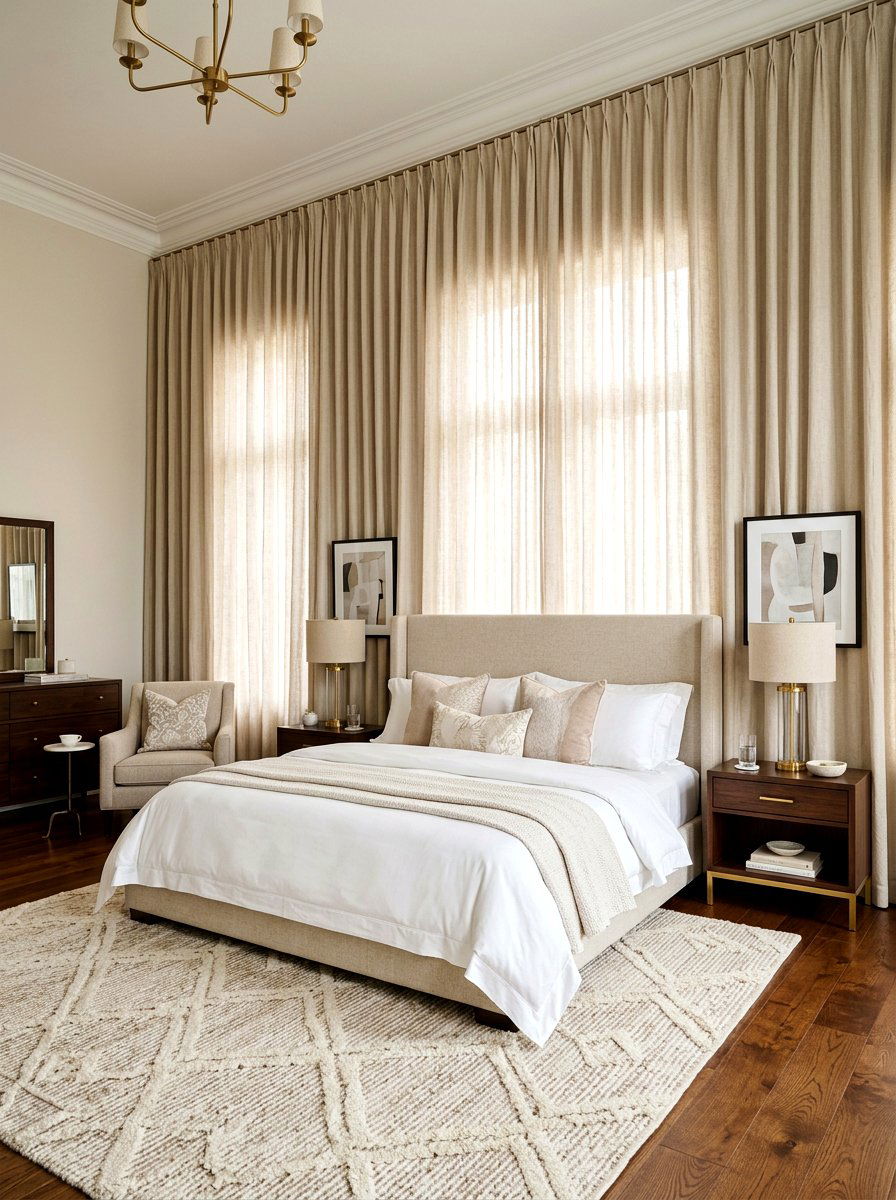 Floor To Ceiling Drapery - 30 acoustic bedroom ideas