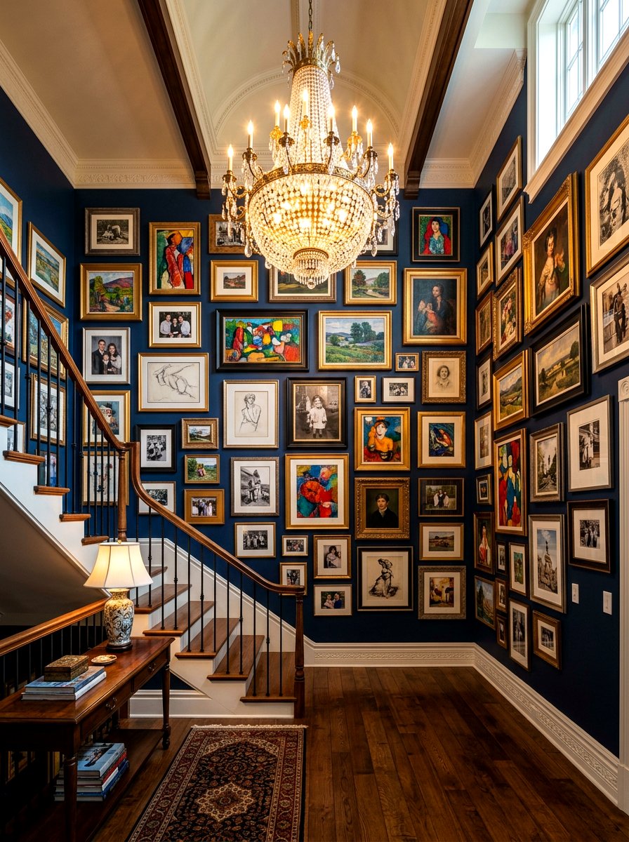 Floor To Ceiling Gallery Wall - 30 stair landing gallery ideas