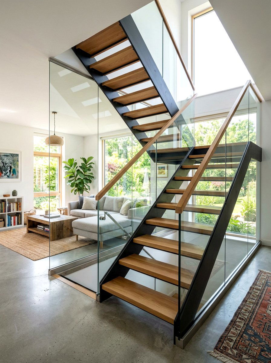 Floor To Ceiling Glass Panel - 30 staircase wall panel ideas