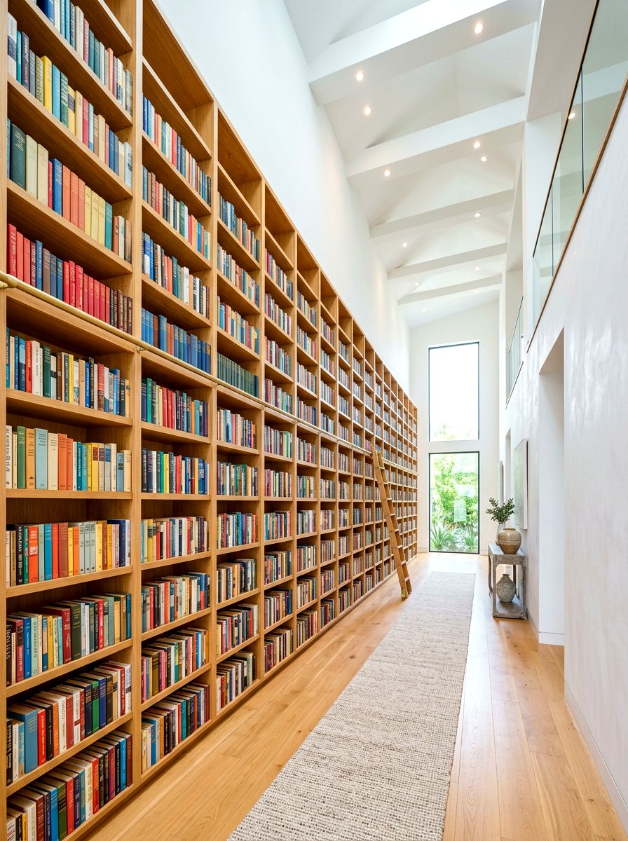 Floor To Ceiling Hallway Shelving - 30 reading hallway ideas