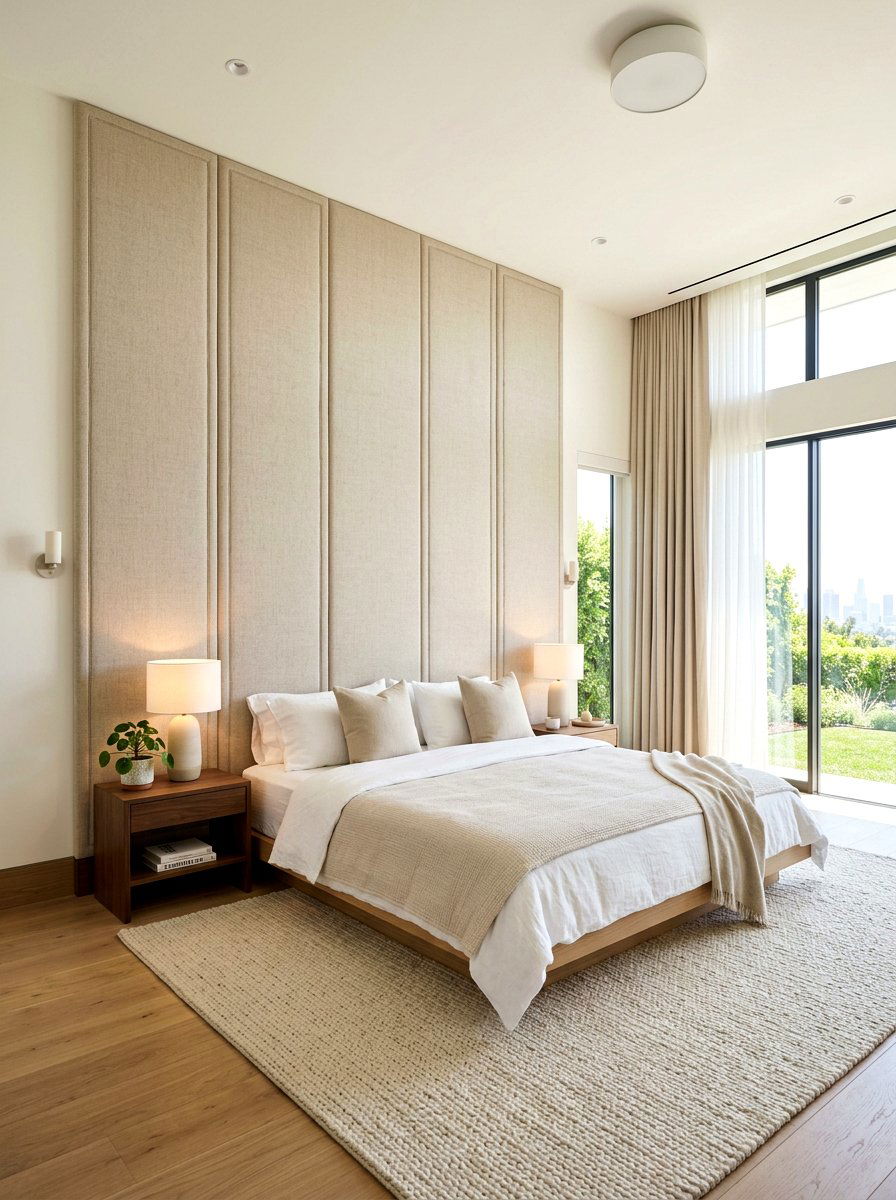 Floor To Ceiling Headboard - 30 upholstered wall bedroom ideas
