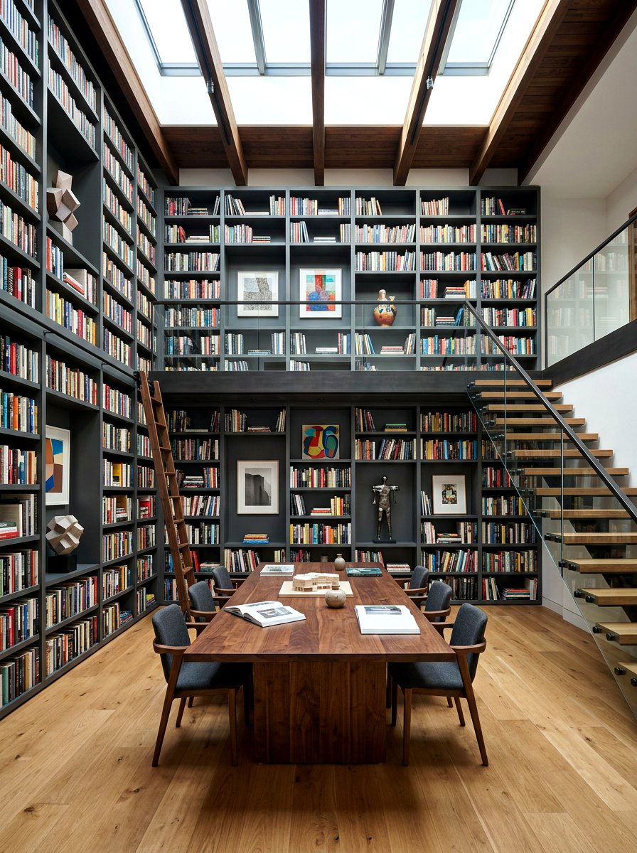 Floor To Ceiling Library - 30 moody home library ideas