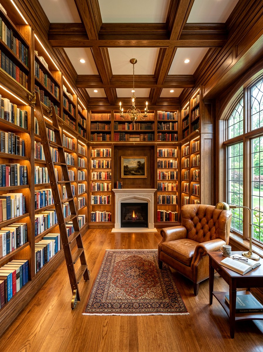 Floor To Ceiling Library Shelves - 30 luxury home office ideas