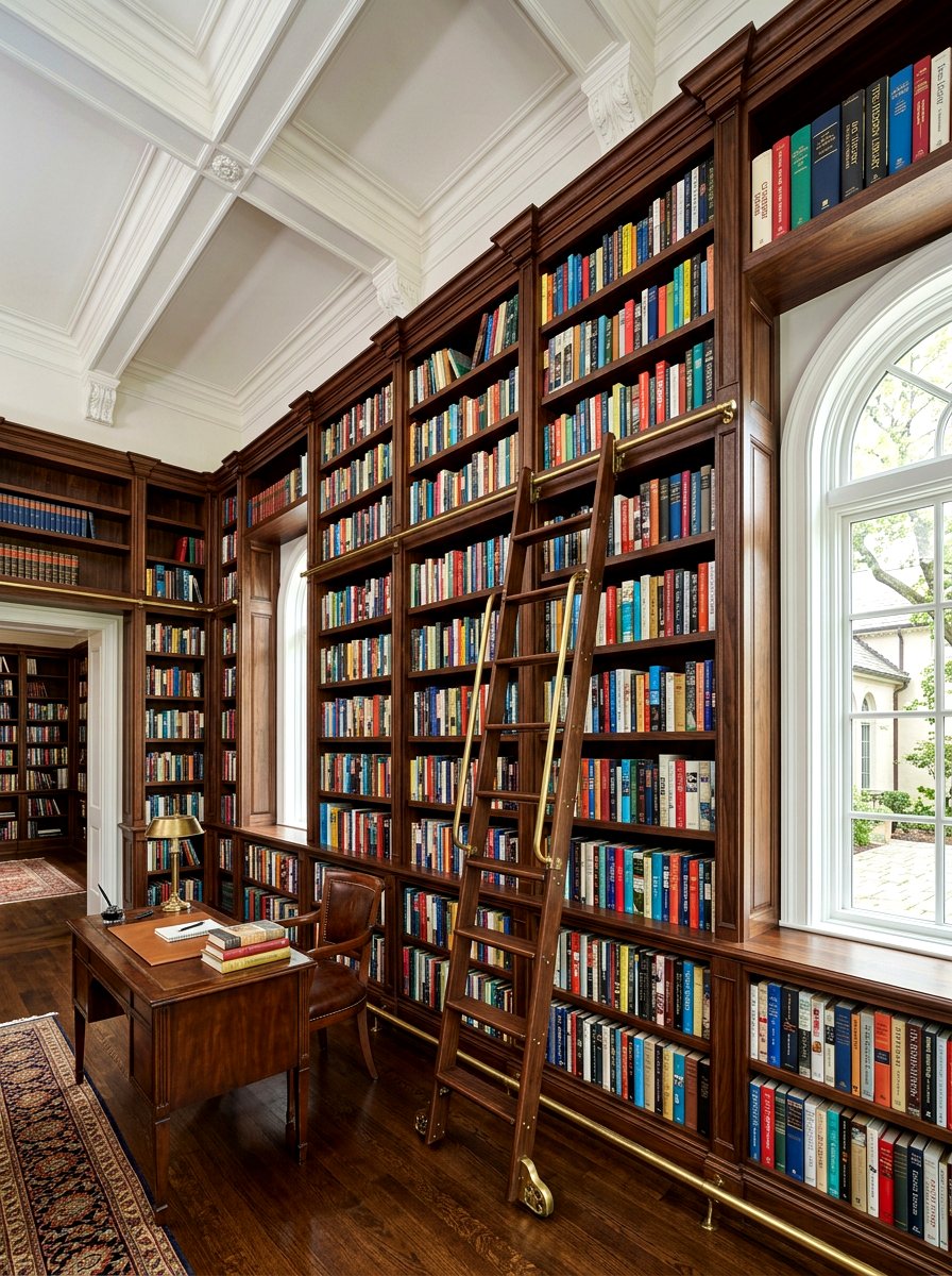 Floor To Ceiling Library Shelving - 30 office library combo ideas