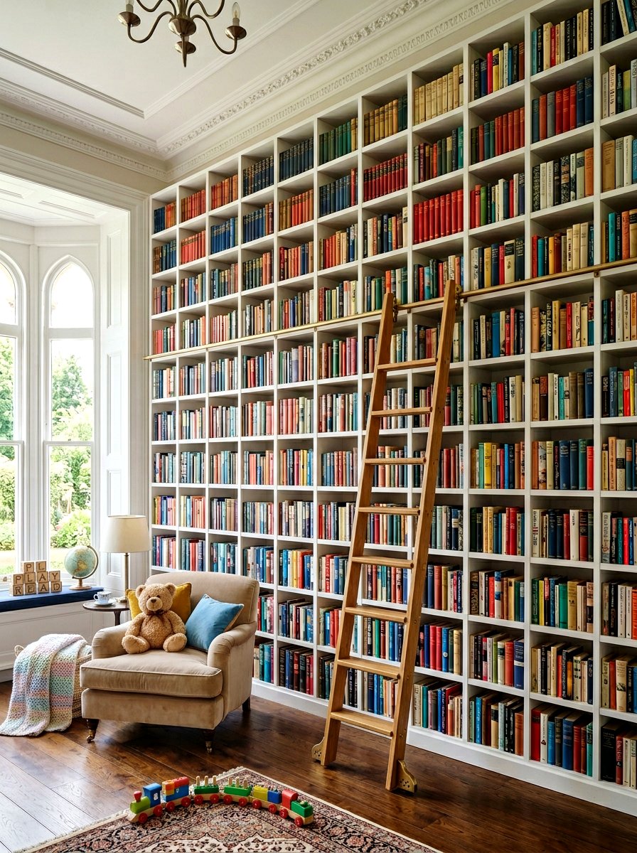 Floor To Ceiling Library Wall - 30 playroom bookshelf ideas