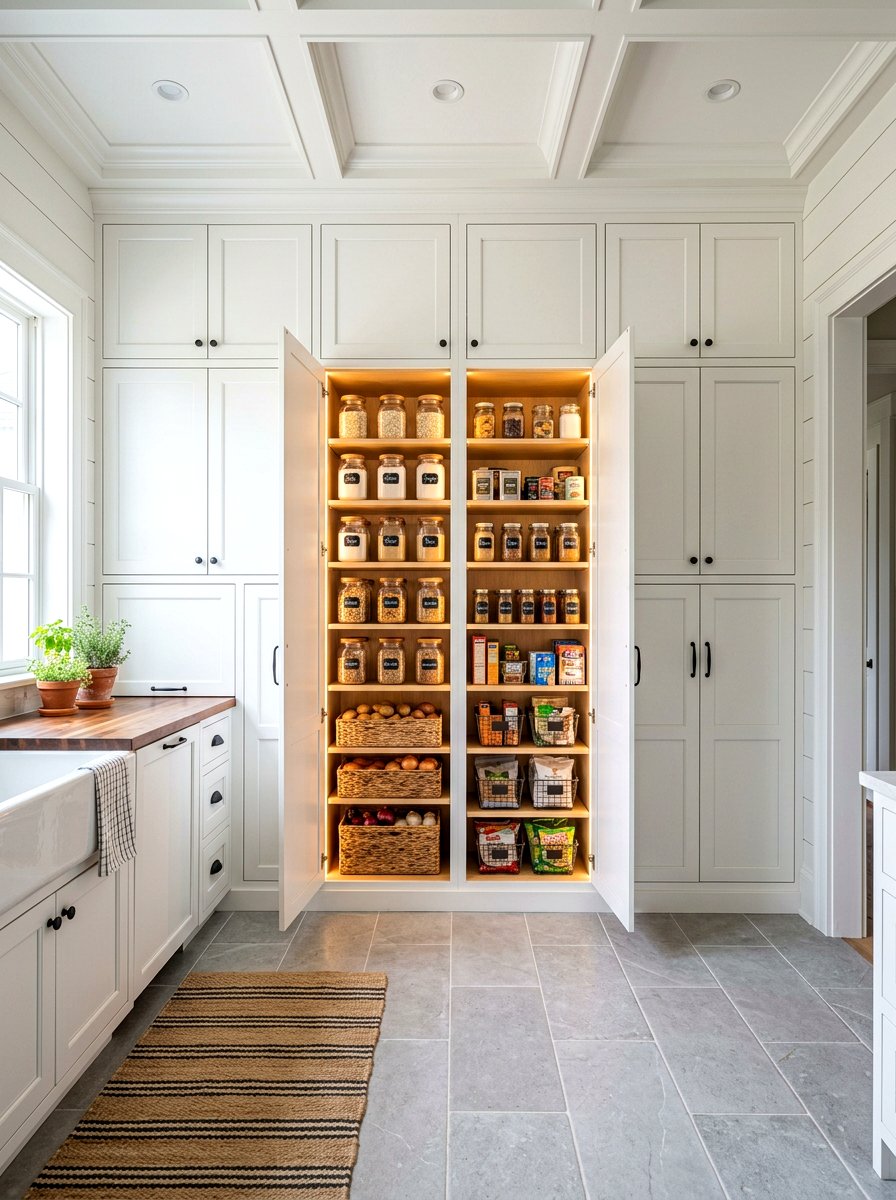 Floor To Ceiling Pantry - 30 appliance wall kitchen ideas