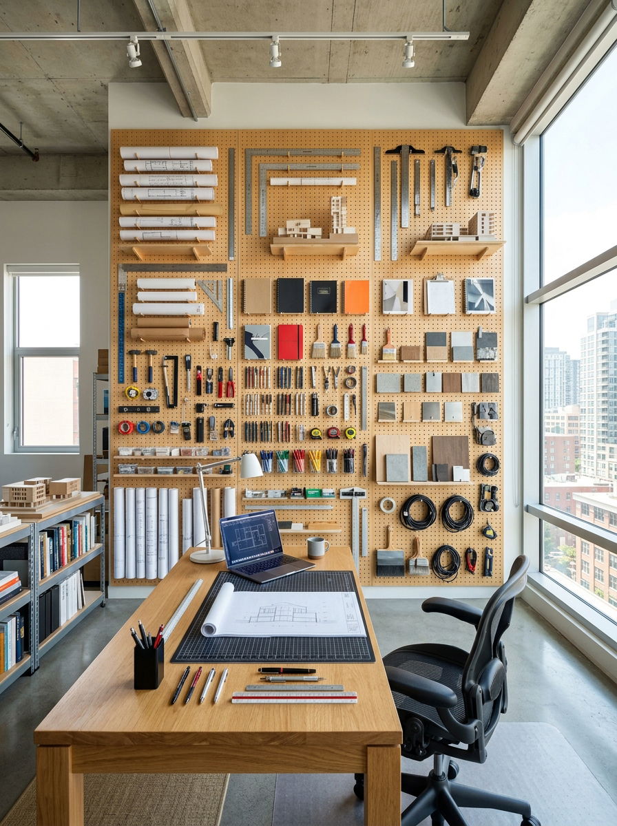 Floor To Ceiling Pegboard - 30 office pegboard ideas