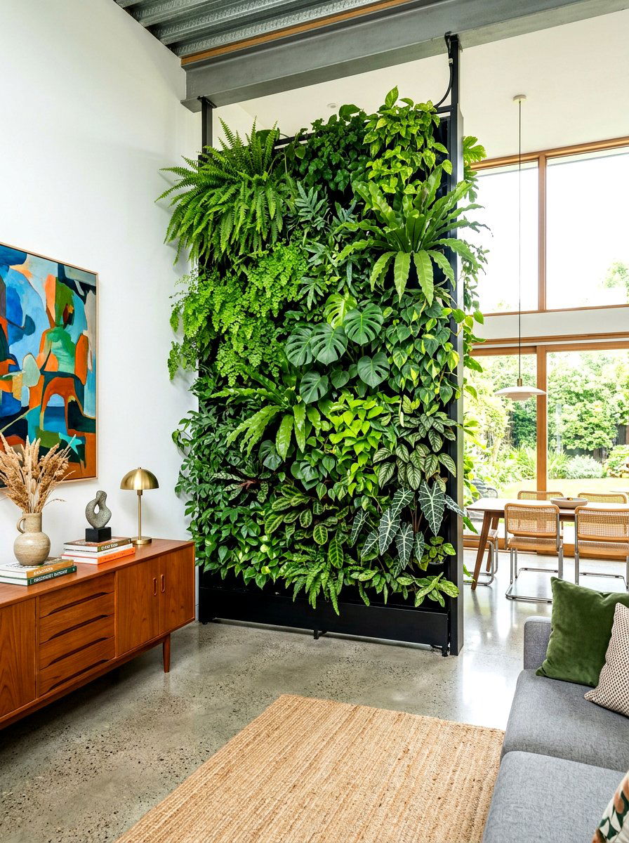 Floor To Ceiling Plant Wall - 30 living room plant wall ideas