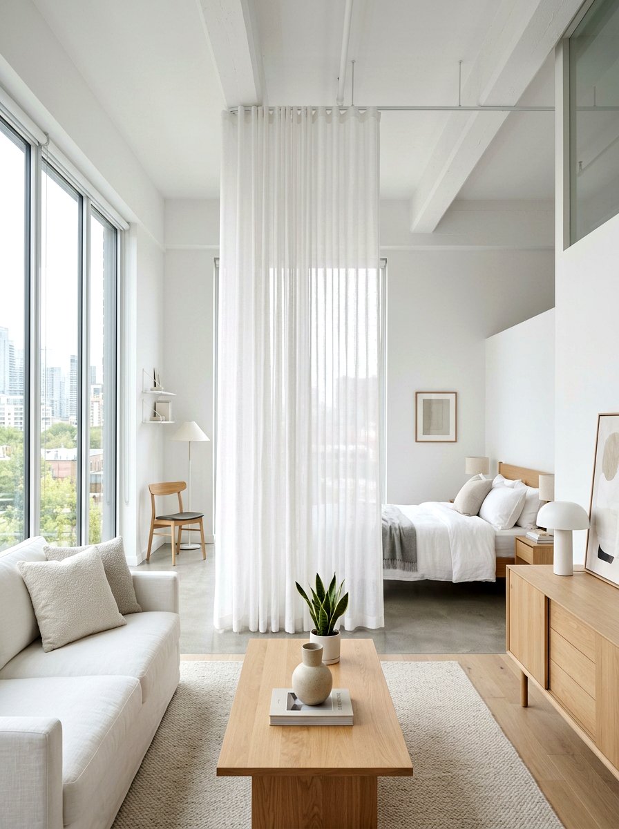 Floor To Ceiling Sheer Curtain - 30 curtain divider apartment ideas