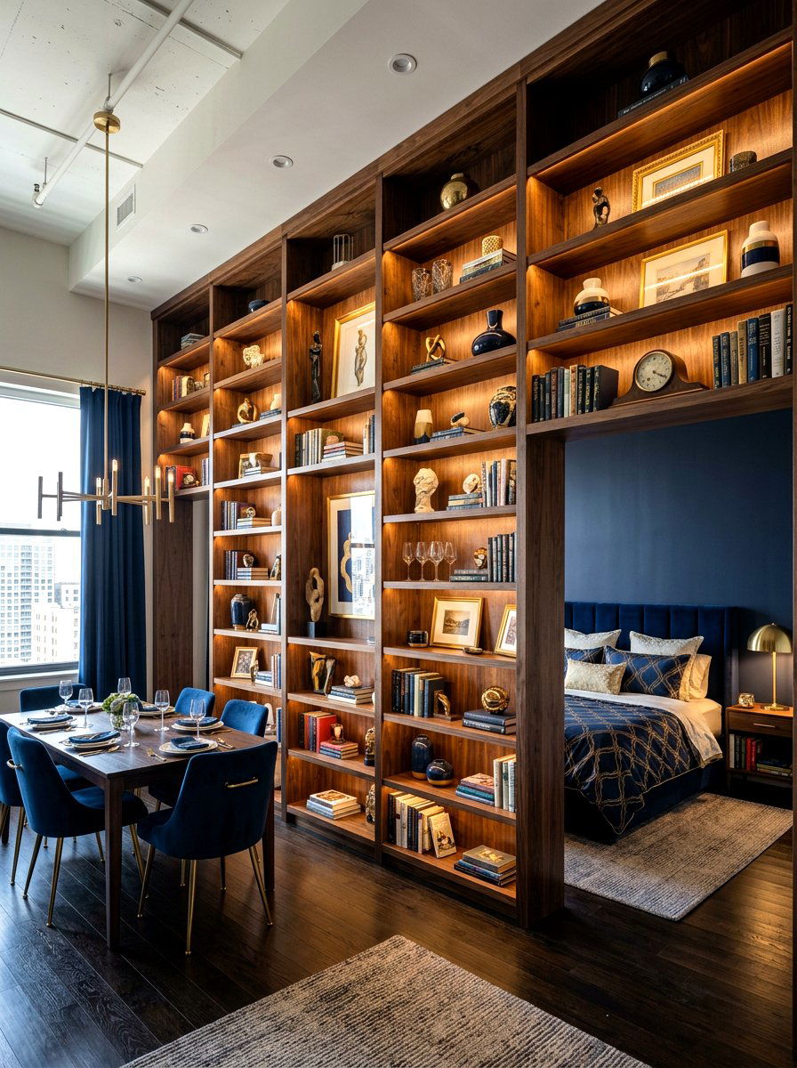Floor To Ceiling Shelving - 30 studio apartment divider shelf ideas