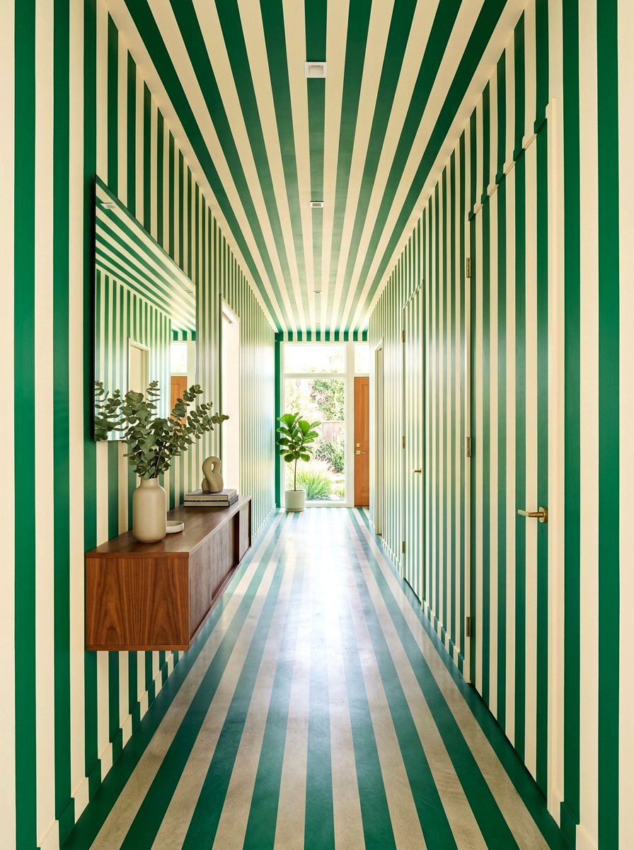 Floor To Ceiling Striped Hallway - 30 striped hallway ideas
