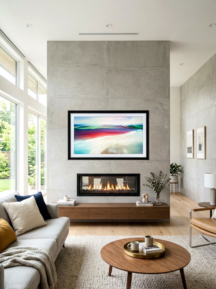 Floor To Ceiling Tile Fireplace TV Wall - 30 fireplace and TV layout ideas