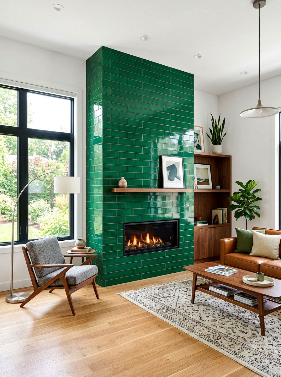 Floor To Ceiling Tile - 30 basement fireplace ideas
